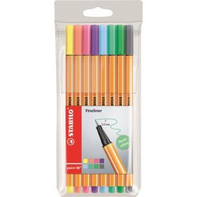   Tűfilc készlet, 0,4 mm, STABILO "Point 88", 8 pasztell szín