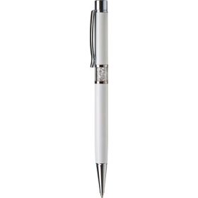   Golyóstoll, fehér, középen fehér SWAROVSKI® kristállyal töltve, 14cm, ART CRYSTELLA®