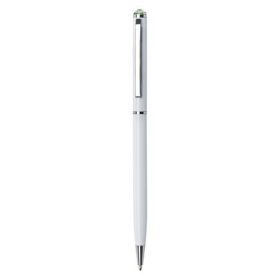   Golyóstoll, fehér "SLIM", peridot zöld SWAROVSKI® kristállyal, 13 cm, ART CRYSTELLA®