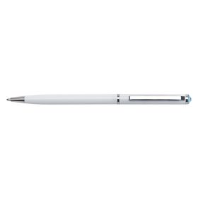   Golyóstoll, fehér "SLIM", aquakék SWAROVSKI® kristállyal, 13 cm, ART CRYSTELLA®