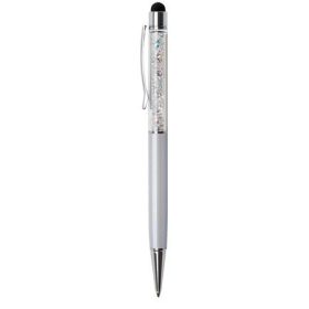   Golyóstoll, krémfehér, felül színjátszós fehér SWAROVSKI® kristállyal töltve, érintővel, 14 cm, ART CRYSTELLA®