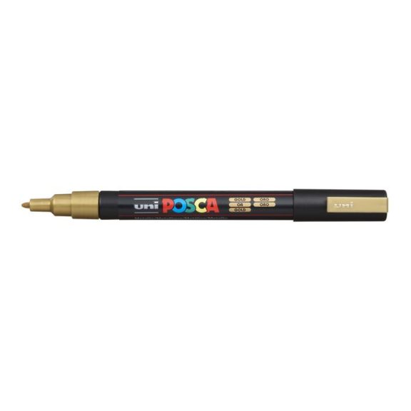 Dekormarker, 0,9-1,3 mm, UNI "Posca PC-3M", arany Dekormarker, 0,9-1,3 mm, UNI "Posca PC-3M", arany