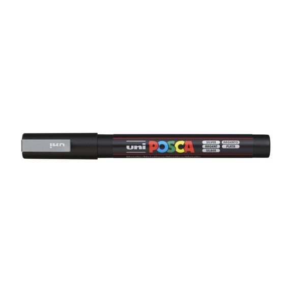 Dekormarker, 0,9-1,3 mm, UNI "Posca PC-3M", ezüst Dekormarker, 0,9-1,3 mm, UNI "Posca PC-3M", ezüst