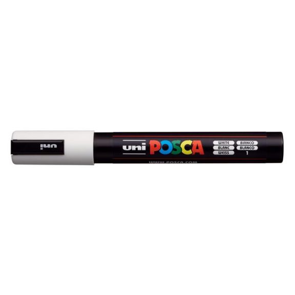 Dekormarker, 1,8-2,5 mm, UNI "Posca PC-5M", fehér Dekormarker, 1,8-2,5 mm, UNI "Posca PC-5M", fehér