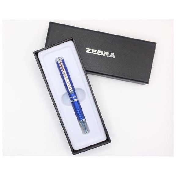 Golyóstoll, 0,24 mm, teleszkópos, metálkék tolltest, ZEBRA "SL-F1", kék