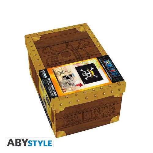 ONE PIECE ajándék készlet: zászló, 3D kulcstartó, hőérzékeny bögre