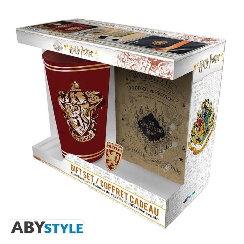 Harry Potter - Gryffindor ajándékcsomag: üveg XXL, kitűző, A6 jegyzetfüzet ajándékcsomag