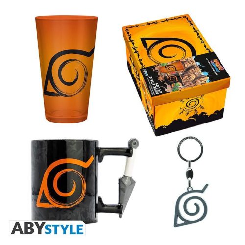 NARUTO SHIPPUDEN ajándékcsomag: nagy pohár, 3D kulcstartó, bögre