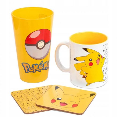 Pokemon - Pikachu ajándék készlet: bögre, pohár, 2 x alátét