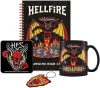 STRANGER THINGS (HELLFIRE CLUB) AJÁNDÉK KÉSZLET (BÖGRE, ALÁTÉT, KULCSTARTÓ & JEGYZETFÜZET)