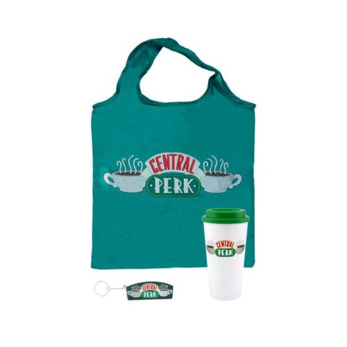 Friends Central Perk Utazó Ajándékszett: bevásárlótáska, utazó bögre, kulcstartó