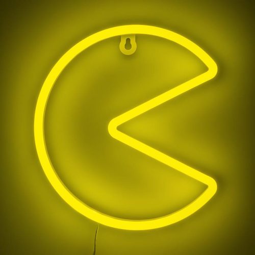 Pac-Man Falra Szerelhető LED Neon Lámpa (magasság: 21,50 cm)