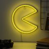 Pac-Man Falra Szerelhető LED Neon Lámpa (magasság: 21,50 cm)