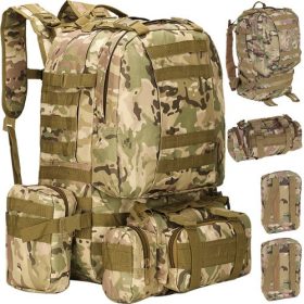   Katonai Taktikai Hátizsák – 45 L + 3,5 L övtáska, vízálló, camo, Trizand