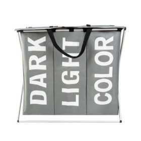   3 rekeszes szennyestartó kosár – összecsukható alumínium vázzal, vízálló belső, Ruhhy