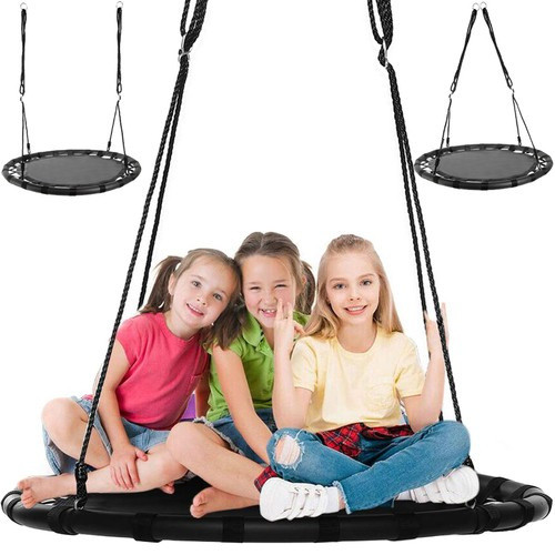 Gyermek és felnőtt hinta – Gólyafészek típus, 100 cm, fekete, 150 kg teherbírással, Iso Trade