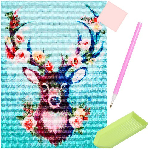 5D Gyémántszemes hímzés – Szarvas mintával, 30x40 cm, Malatec