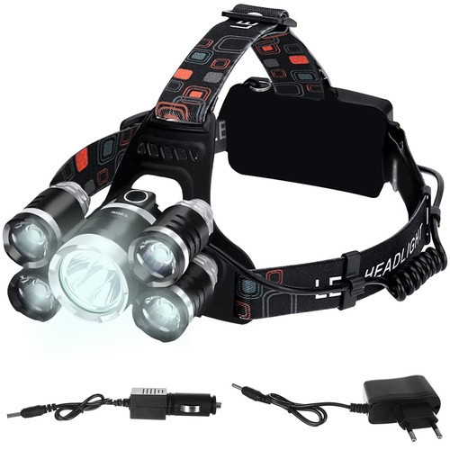 Fejlámpa 5 x LED Cree T6 – erőteljes, többfunkciós világítás, Trizand