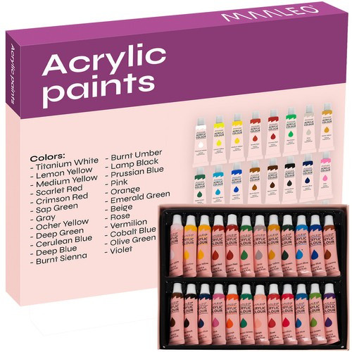 Akril festék készlet 24 db (12 ml-es tubus), Maaleo