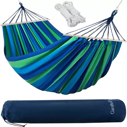 Kétszemélyes XXL kerti függőágy – 260×160 cm, fa keresztrúddal, huzattal, Gardlov