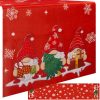 Karácsonyi asztali terítő piros alapon hópelyhes, csillagos és manós mintával – 180×40 cm, Ruhhy