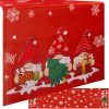 Karácsonyi asztali terítő piros alapon hópelyhekkel és manó mintával – 220×40 cm, Ruhhy