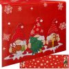 Karácsonyi asztali futó piros alapon hópelyhes, csillagos és manós mintával – 150×40 cm, Ruhhy