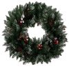 Havas hatású karácsonyi koszorú – 45 cm, tobozokkal és bogyókkal díszítve, Ruhhy