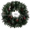 Havas hatású karácsonyi koszorú – 45 cm, tobozokkal és bogyókkal díszítve, Ruhhy