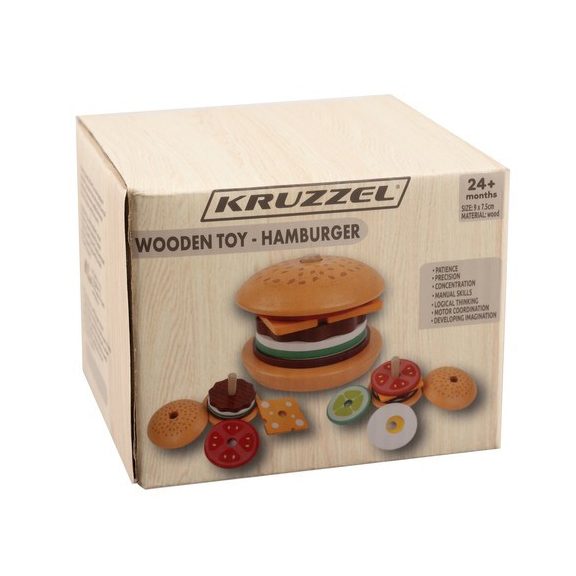 Fa hamburger készítő játék rendelőkártyákkal, Kruzzel