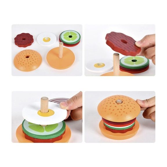 Fa hamburger készítő játék rendelőkártyákkal, Kruzzel