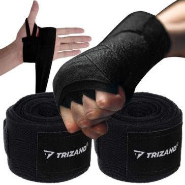 Box bandázs, 2 db, 4 m hosszú, fekete – tépőzáras, pamut, Trizand