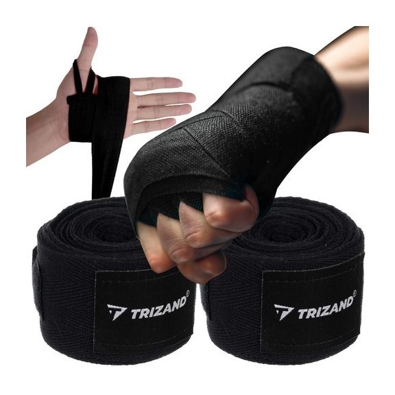 Box bandázs, 2 db, 4 m hosszú, fekete – tépőzáras, pamut, Trizand Box bandázs, 2 db, 4 m hosszú, fekete – tépőzáras, pamut, Trizand