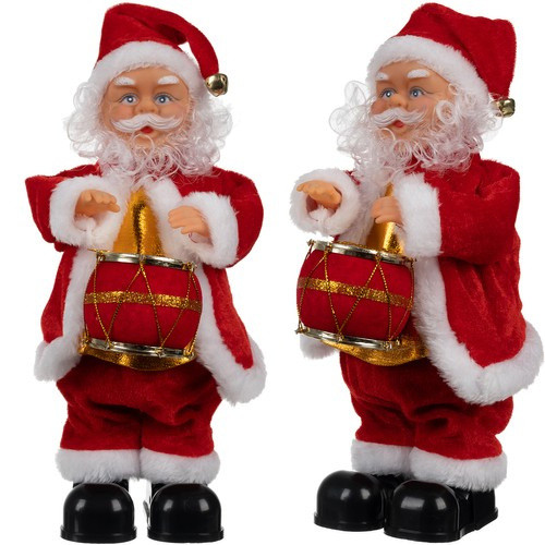 Dobon játszó és éneklő Mikulás figura – 30 cm, Ruhhy