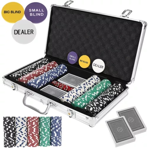 Poker készlet 300 zsetonnal alumínium tokban – teljes szett Texas Hold’emhez és kaszinóélmény otthonra, Malatec