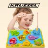 „Halacskás” mágneses horgász puzzle – 10 részes, fa játék gyerekeknek, Kruzzel