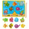 „Halacskás” mágneses horgász puzzle – 10 részes, fa játék gyerekeknek, Kruzzel