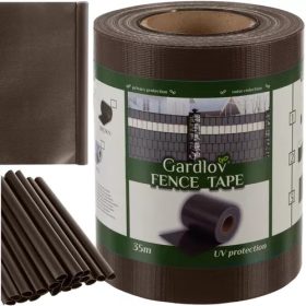   Kerítésszalag 19 cm × 35 m, 450 g/m² + 25 db rögzítő kapocs, barna, Gardlov