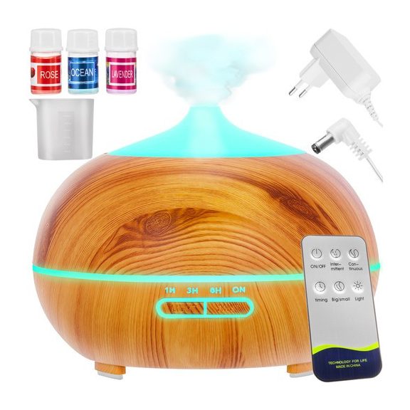 Aroma diffúzor és ultrahangos párásító – 400 ml, LED világítással, ionizátorral és távirányítóval, Ruhhy Aroma diffúzor és ultrahangos párásító – 400 ml, LED világítással, ionizátorral és távirányítóval, Ruhhy