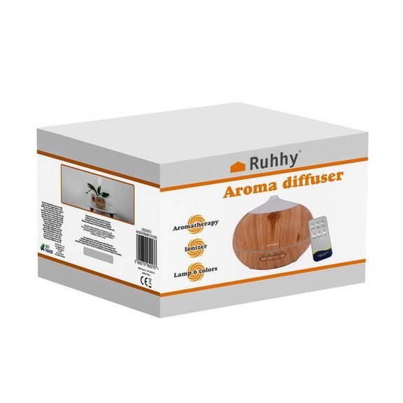 Aroma diffúzor és ultrahangos párásító – 400 ml, LED világítással, ionizátorral és távirányítóval, Ruhhy Aroma diffúzor és ultrahangos párásító – 400 ml, LED világítással, ionizátorral és távirányítóval, Ruhhy