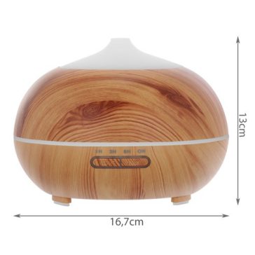 Aroma diffúzor és ultrahangos párásító – 400 ml, LED világítással, ionizátorral és távirányítóval, Ruhhy