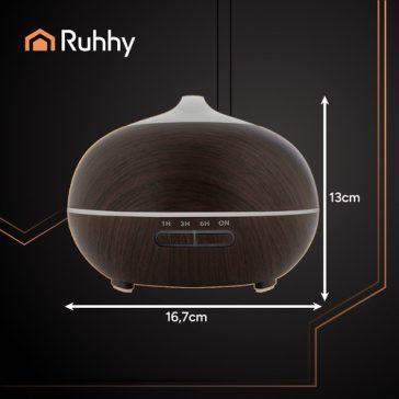 Aroma diffúzor és ultrahangos párásító – 400 ml, LED világítással, ionizátorral és távirányítóval, Ruhhy
