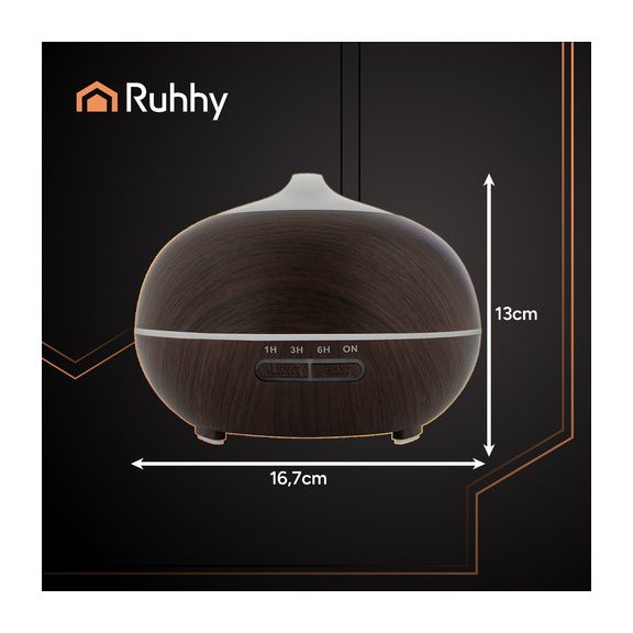 Aroma diffúzor és ultrahangos párásító – 400 ml, LED világítással, ionizátorral és távirányítóval, Ruhhy Aroma diffúzor és ultrahangos párásító – 400 ml, LED világítással, ionizátorral és távirányítóval, Ruhhy