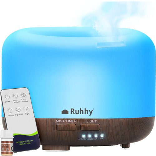 Aroma diffúzor – LED párásító távirányítóval, ionizátorral és illóolajjal, 300 ml, Ruhhy