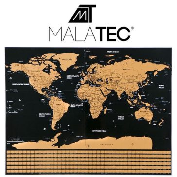 Világtérkép – kaparós poszter zászlókkal és kiegészítőkkel, Malatec