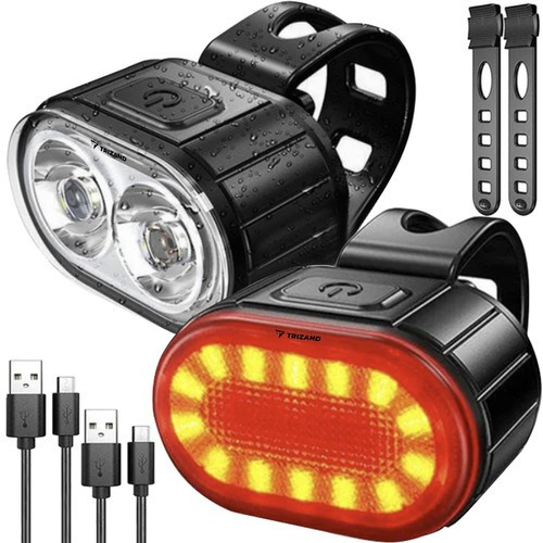 Kerékpár Lámpa Szett – Első LED lámpa + Hátsó villogó, USB töltéssel