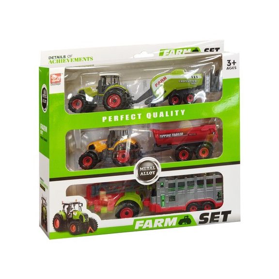 Mezőgazdasági gépkészlet – 6 részes traktor és munkagép szett, Kruzzel