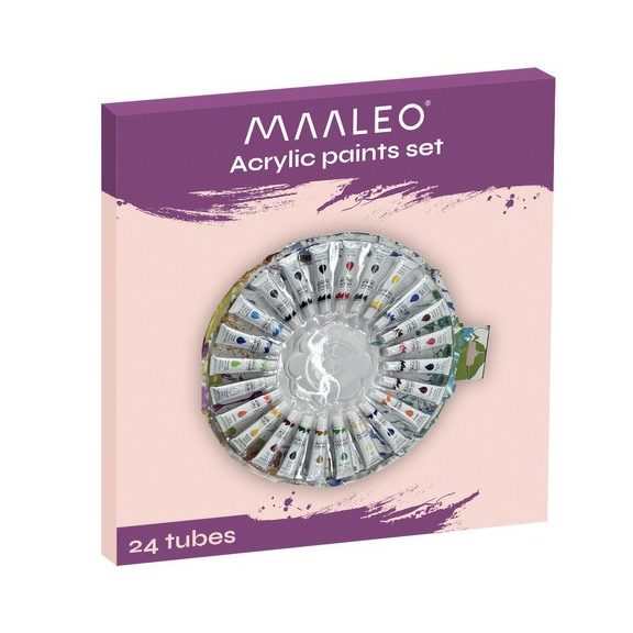 Akrilfesték készlet – 24 szín, 12 ml, palettával, Maaleo Akrilfesték készlet – 24 szín, 12 ml, palettával, Maaleo