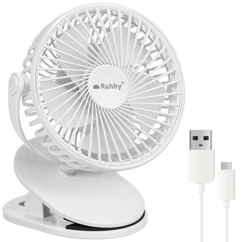 Vezeték nélküli ventilátor csipesszel – fehér, Ruhhy