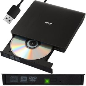   Külső CD/DVD Író és Lejátszó – USB 3.0, Plug&Play, hordozható, Izoxis